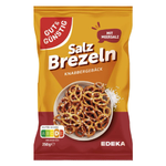 Gut & Gunstig Salz Brezeln, crunchy pretzels with salt, showcased in a close-up image highlighting their golden-brown texture.