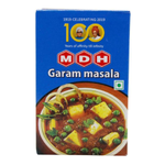 Mdh Garam Masala spice blend in a jar, used for cooking flavorful Indian dishes, with vibrant spices visible inside.