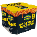 Canned Branston Baked Beans in tomato sauce, typical grocery item, with label and can design visible.