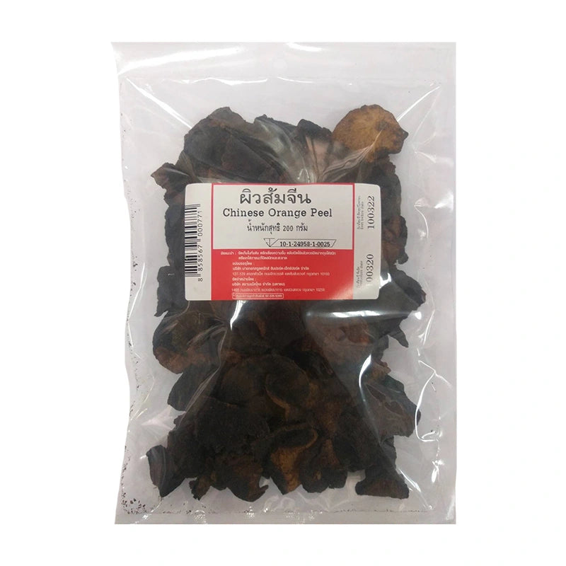 Makro dried Chinese orange peel in 200g package, showing sliced orange peel pieces and packaging label.