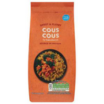 Sainsbury's Cous Cous package, dry grain product for cooking and salads, in a grocery store setting.