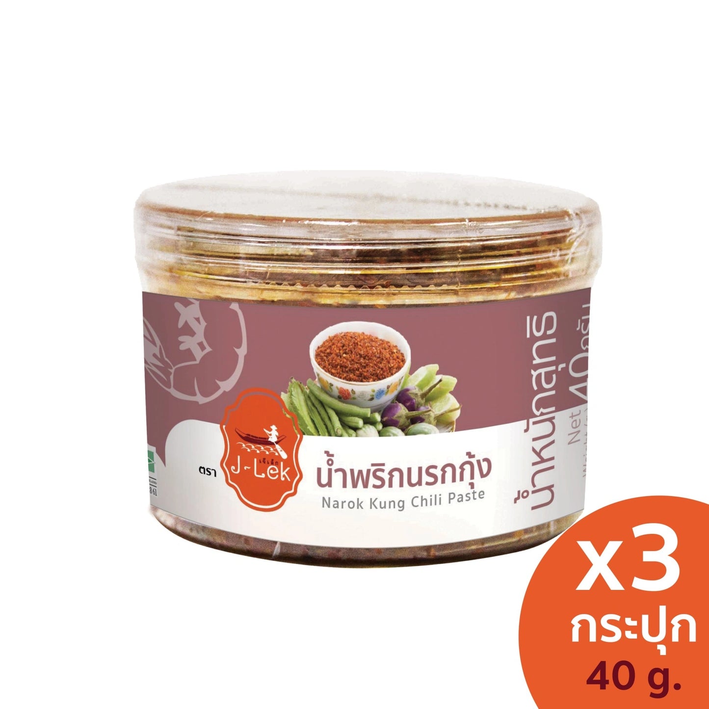 J-lek Jae Lek Shrimp Chili Paste Plastic Jar Jars 40g