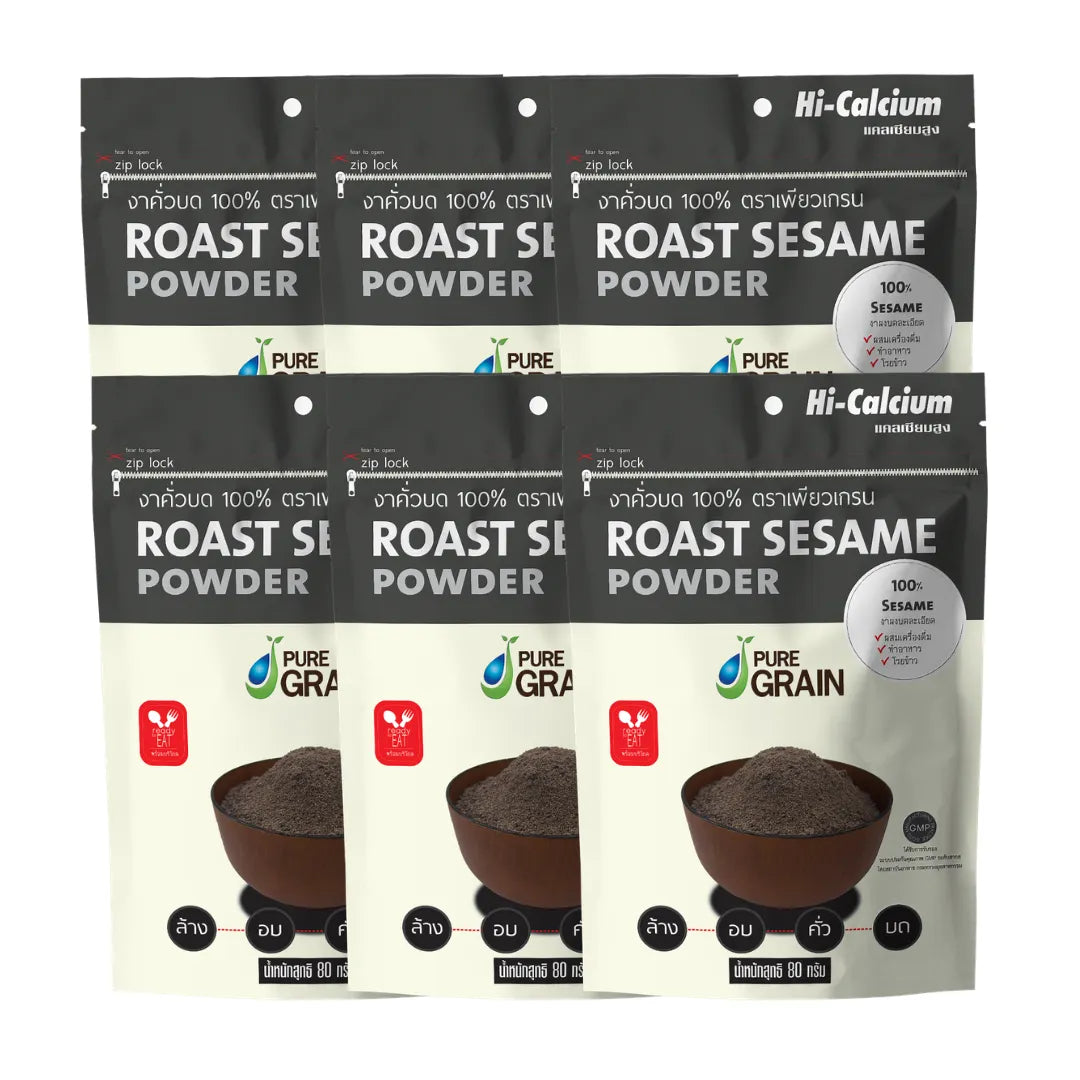 PURE GRAIN 100% Ground Roasted Sesame (6 Bags) 80g