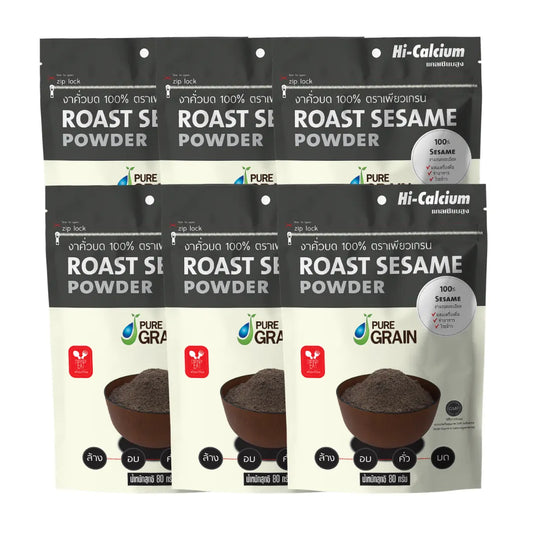 PURE GRAIN 100% Ground Roasted Sesame (6 Bags) 80g