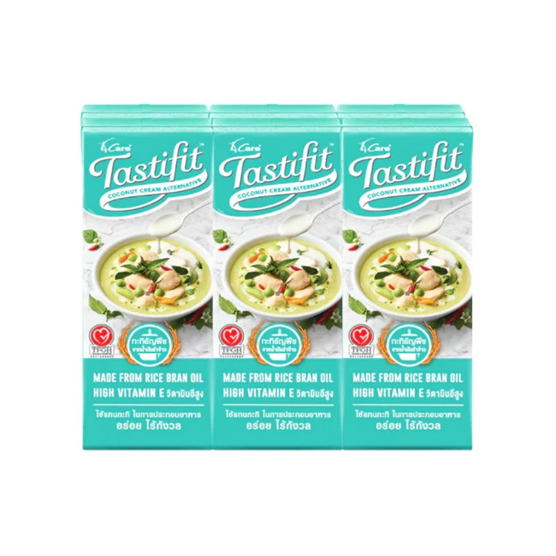 TASTIFIT grain-based coconut milk pack with six 200ml boxes, made with rice bran oil, cholesterol-free, low saturated fat