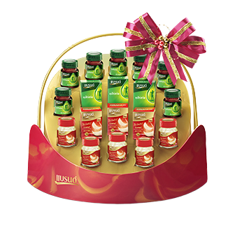 Brand's Hamper B Bird Nest beverage with rock sugar in a clear glass, showcasing the drink's golden color and simple presentation.