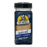 United Curry Powder in a jar, vibrant yellow spice blend for cooking, from United brand, displayed in a grocery setting.