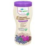 Baby Natura Sweet Potato and Blueberry Flavour confectionery snack package with colorful branding and fruit illustrations.