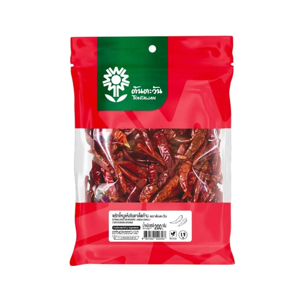Tontawan Dried Jinda Chili Peppers Stemmed 200g