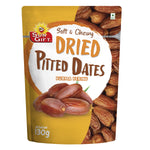 Tong Garden dried pitted dates, confectionery snack in a clear container showing glossy, brown, seedless dates ready to eat.