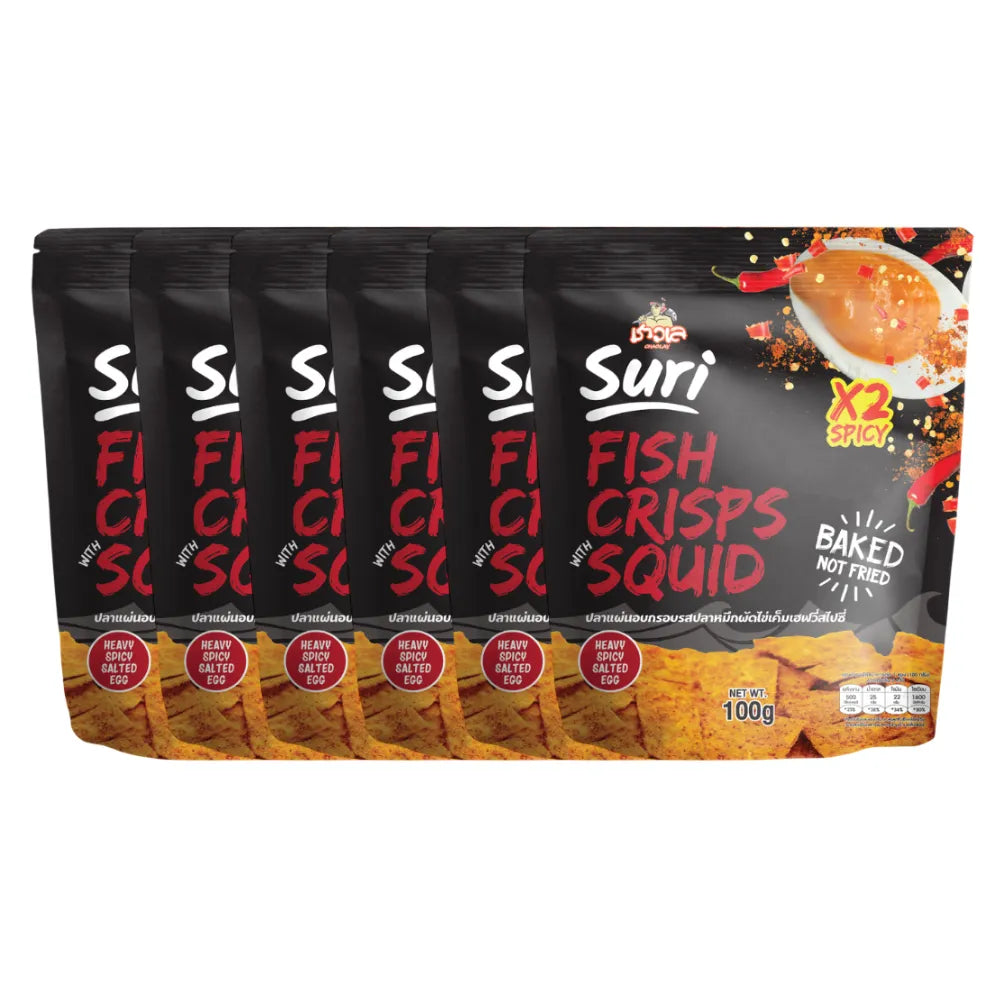 CHAOLAY Fish Crisps With Squid (heavy Spicy Salted Egg) 100g x6