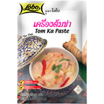 Lobo Tom Kha grocery product image featuring a bowl of Thai coconut soup with herbs and spices.