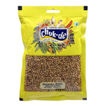 Whole Chuk-De Coriander spice in a clear jar, showing fresh, whole coriander seeds for cooking and seasoning.