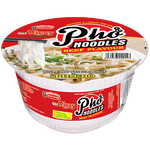 Package of Oh! Ricey Pho Noodles Beef Flavour in a grocery store, showing the noodle package with beef flavor branding