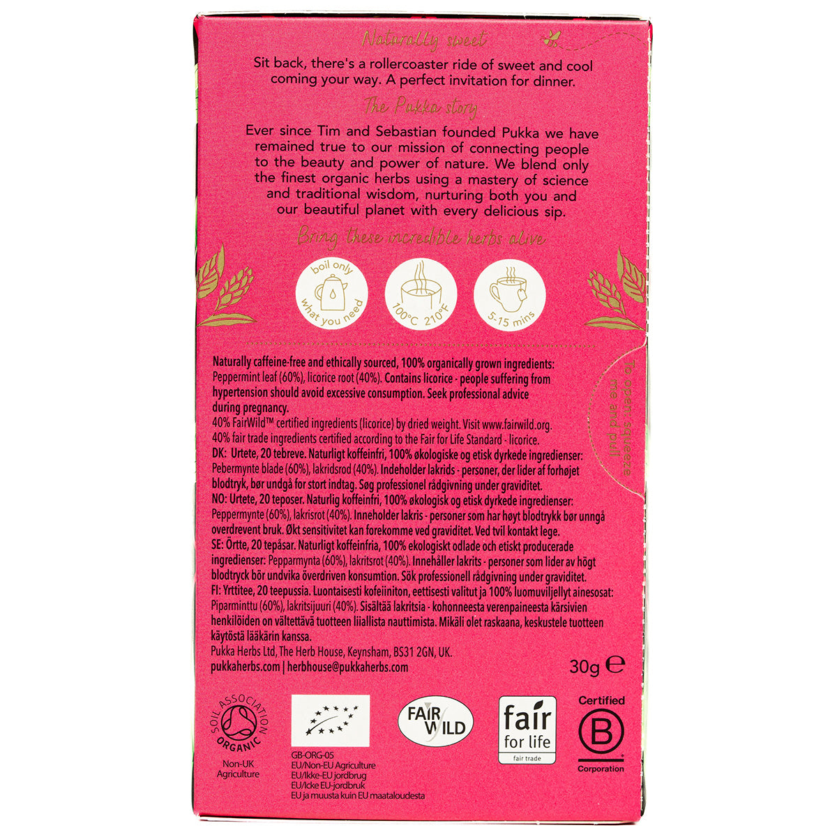 Pukka Peppermint & Licorice Tea Bags X 20 Caffeine Free