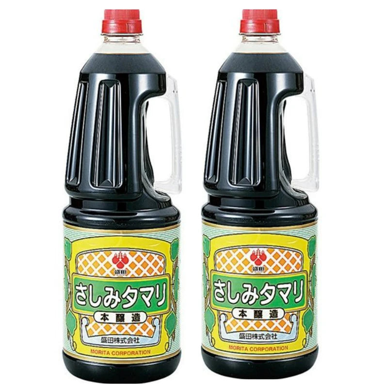 MORITA Tamari Shoyu soy sauce bottles, made in Japan, 1.8L each, in a 2-pack, featuring dark soy sauce with traditional packaging