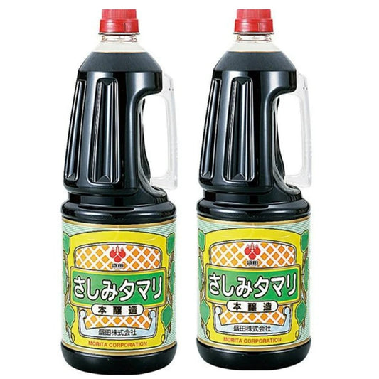 MORITA Tamari Shoyu soy sauce bottles, made in Japan, 1.8L each, in a 2-pack, featuring dark soy sauce with traditional packaging