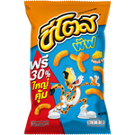 Cheetos Puffs Cheesy Cheese snack bag showing crunchy, cheesy puffed corn snacks with bright orange cheese coating.
