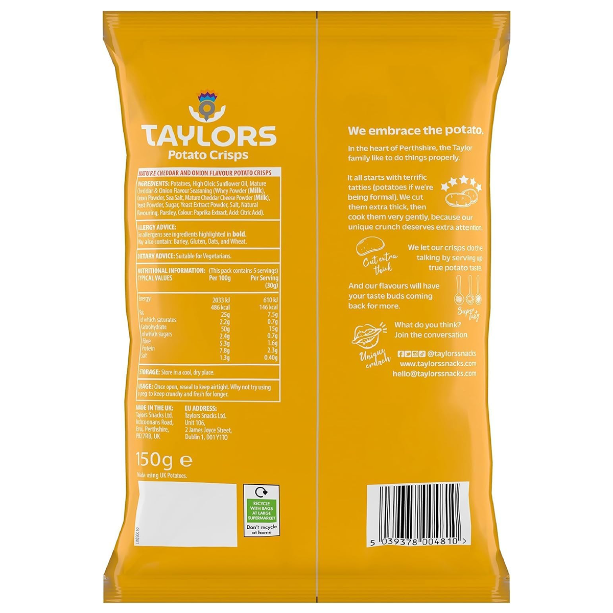 Taylors Mature Cheddar & Onion Flavour Potato Crisps