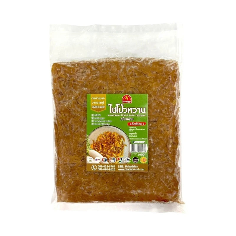 Chada Sweet Shredded Preserved Radish 1kg, no MSG or color, ideal for stir-fried eggs, shown in a clear image