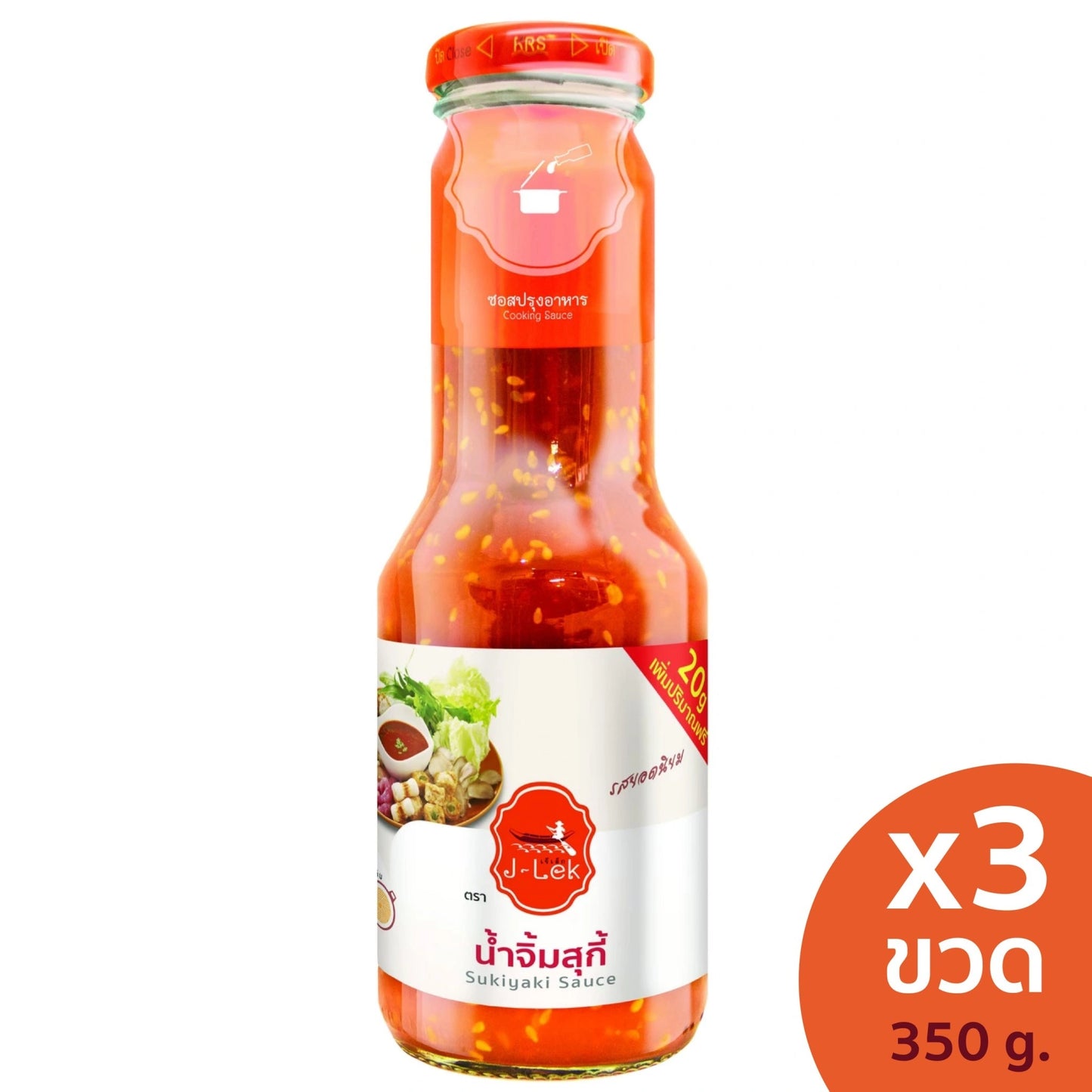 J-lek Jae Lek Suki Sauce Glass Bottle Bottles 350g x3