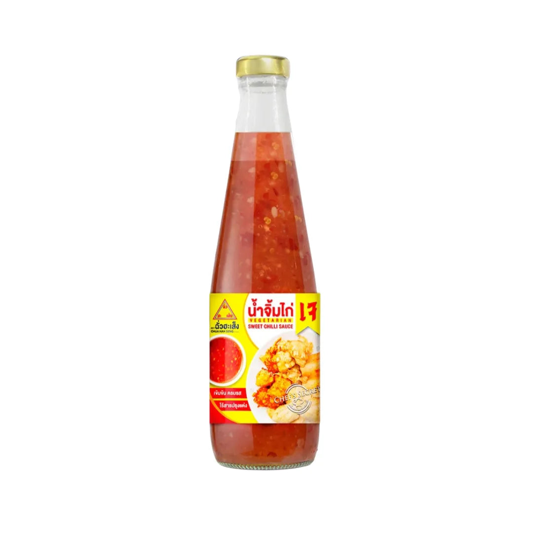 Chua Hah Seng Sweet Chilli Sauce Formula J 720g bottle with red cap and label, showcasing the spicy-sweet sauce inside.