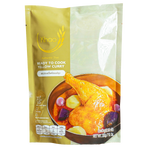 Khao Ready To Cook Yellow Curry pack, grocery product with bright yellow curry paste and ingredients for quick meal preparation.