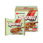 Nongshim Chapagetti instant noodle package, dry grocery product with spicy black bean sauce flavor and traditional Asian packaging