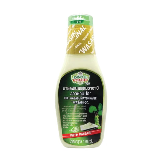 Wasabi-O Wasabi Mayonnaise 170g jar showing a creamy white condiment with wasabi flavor in a glass jar