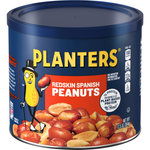 Planters Redskin Spanish Peanuts in a clear bowl, showcasing the crunchy, roasted peanut snack from the Planters confectionery collection.