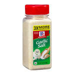 Mccormick Garlic Salt in a 446g container, dry grocery product with salt and garlic granules, suitable for seasoning dishes