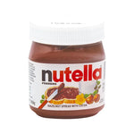 Jar of Nutella hazelnut spread with cocoa, 350g, showing the Nutella brand label and creamy chocolate hazelnut spread inside.