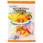 Cocon Mini Pudding Mix in packaging, a confectionery snack by Cocon, showcasing the product with colorful labeling and pudding ingredients.
