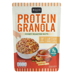 Delalita Protein Granola Honeynuts in a bowl with nuts and honey, showcasing the healthy, crunchy snack from the grocery product line.