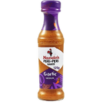 Bottle of Nando's Garlic Peri Peri Sauce, a spicy garlic-flavored peri peri sauce in a grocery product image.