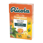 Ricola Sugar Free Orange Mint lozenge in a clear wrapper, showcasing the citrus and mint flavor for confectionery snacks.