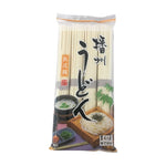 Kanesu Banshu Udon 400g dry Japanese udon noodles in a clear plastic package, ideal for cooking traditional udon dishes