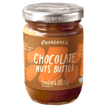 Jar of Paweenee's chocolate nut butter with a smooth texture and chocolate swirls, labeled as a grocery product.