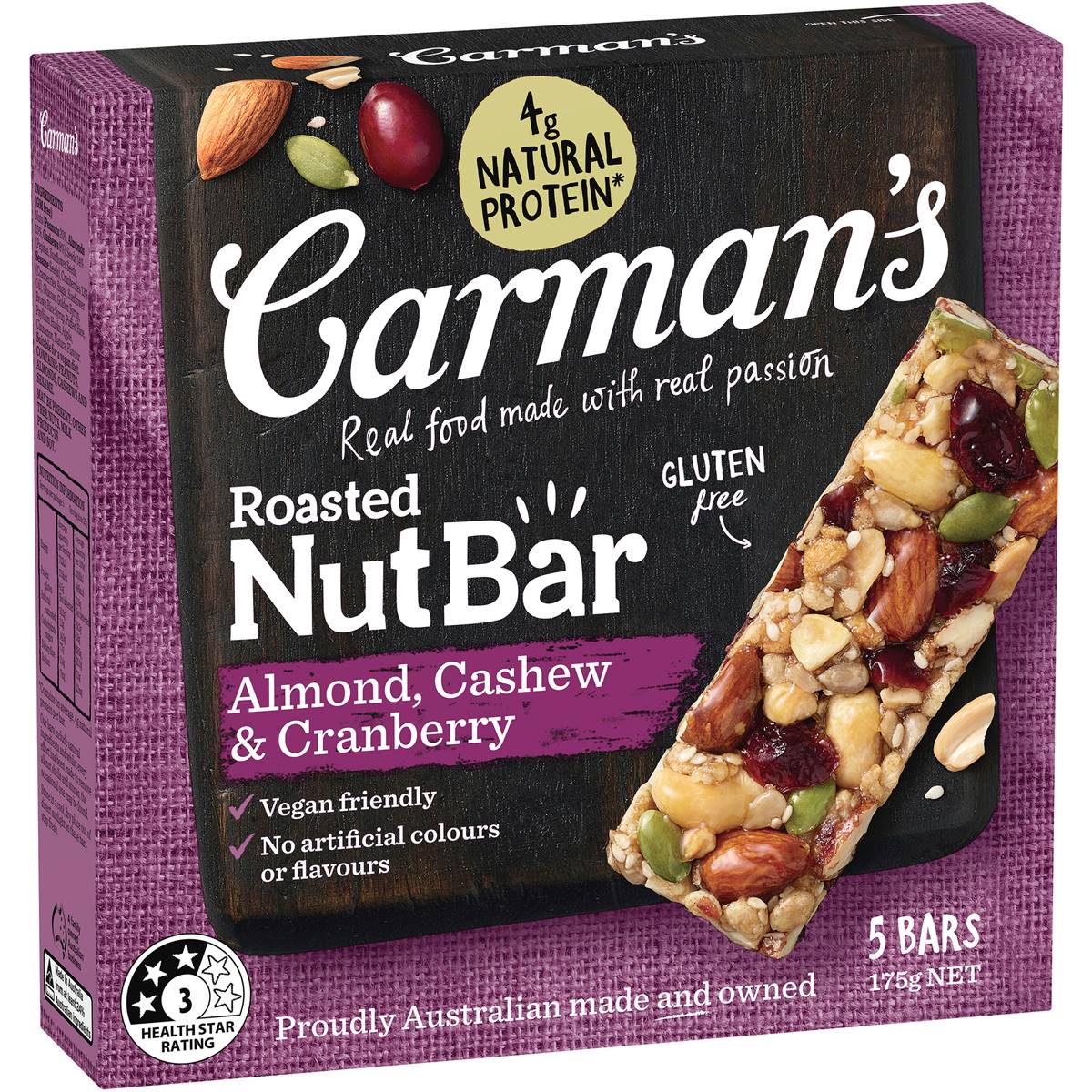 Carman's Almond Cashew & Cranberry Bars
