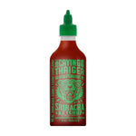 Crying Thaiger Sriracha Tomato Chili Sauce in 528g bottle, spicy Thai condiment with a bright red sauce and tiger branding.