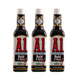 Three bottles of Kraft Heinz A.1. Steak Sauce with tomato puree, raisin paste, and orange puree, 142g each.