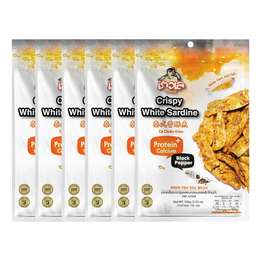 CHAOLAY Crispy White Sardine (black Pepper Flavour) 100g x6
