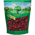 Heritage Cranberry confectionery snacks in a colorful package, highlighting sweet and tangy dried cranberries.