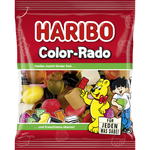 Colorful Haribo Color Rado confectionery snacks in bright, vibrant hues, showcasing their chewy, fun gummy appearance.