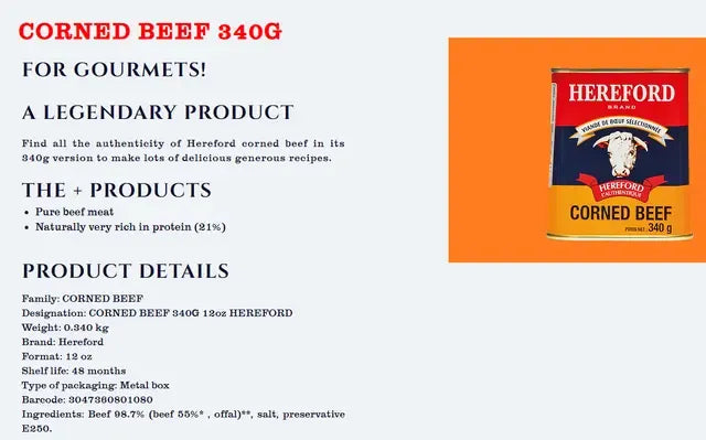 Hereford Corned Beef Gluten-Free Cans 340g x3
