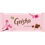 Fazer Geisha confectionery snack featuring chocolate-coated rice crackers in a close-up shot