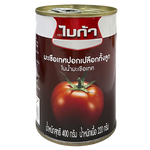 Whole peeled Mica tomato in a grocery product image, showing vibrant red tomatoes ready for cooking or canning.