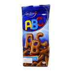 Bahlsen Abc Chocolate Biscuit, a crunchy confectionery snack with chocolate coating, displayed on a white plate.