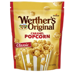 Werther's Caramel Popcorn Classic, a confectionery snack with golden caramel-coated popcorn in a bowl.