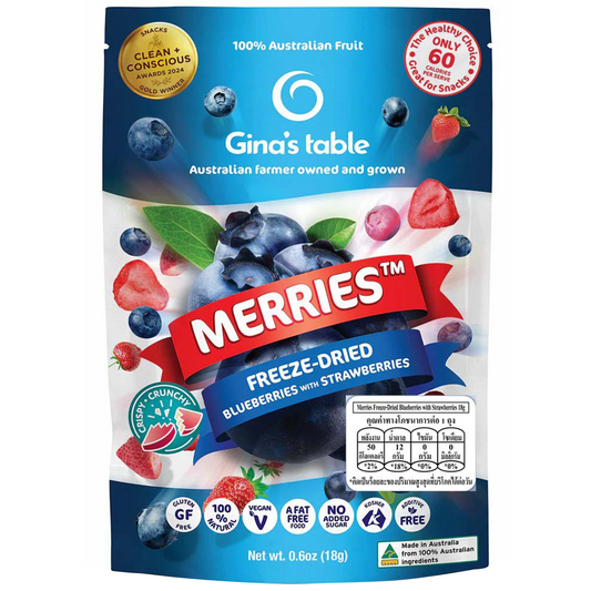 Gina's Table Merries Freeze-Dried Blueberries With Strawberries